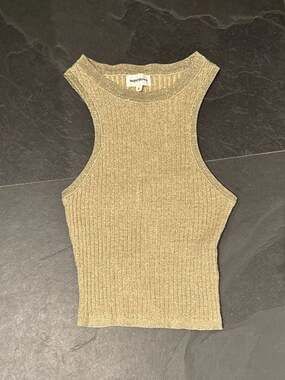 superdown Sonya Rib Sweater Tank in Metallic Gold